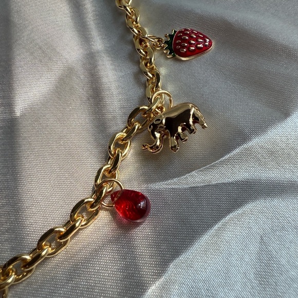 Stainless Charm Necklace with cherry, strawberry, elephant heart hummingbird - Picture 5 of 9